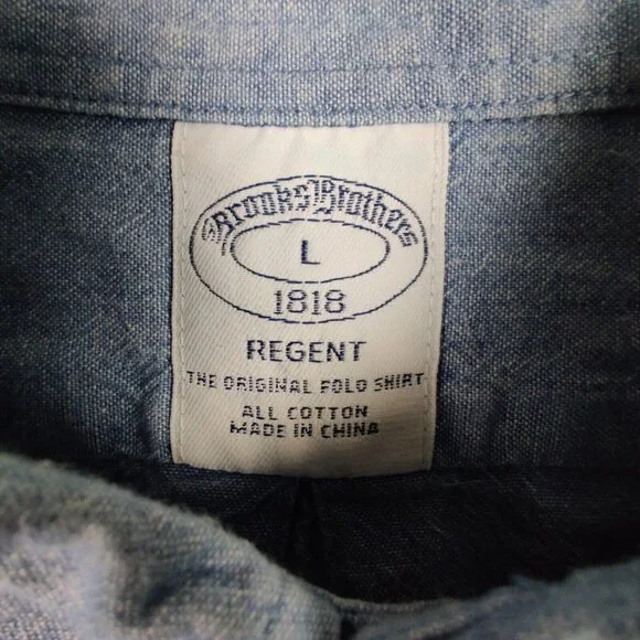 Brooks Brothers Shirt Adult Large Blue Button Up Regent Casual Preppy Solid Men - Picture 6 of 7